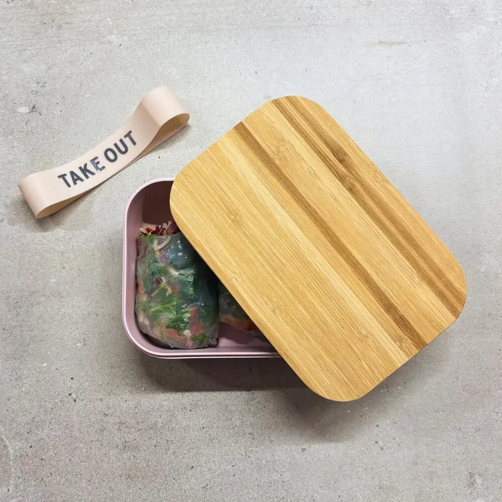 Take Out Bamboo Lunch Box (Blush Pink) — Bulk Lot of 24 (Gifting, Events & Resa